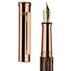 Otto Hutt Design 04 Fountain Ink Pen with Medium 18K Bicolour Nib. Wave Pattern Black Barrel and Rose Gold Plated Cap and Trims, Material Brass, Cartridge - Converter Included