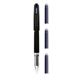 Scrikss Primeo Medium Nib Fountain Pen with 3 Cartridges - Black