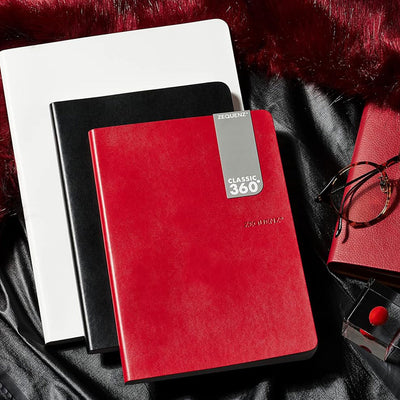 Zequenz Classic 360 Degree Signature Lite Series Hand Bound Soft Cover A5 Size Blank Journal Notebook Diary with Red Cover & White Premium Paper, 200 Pages for Notes Writing Doodling Drawing