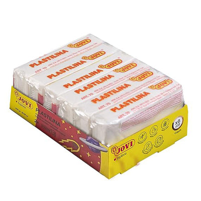 Jovi Plastilina White Non-Drying Modelling Clay for Art & Craft Pack of 6 Bars - 50gms Each Non-Toxic Gluten Free Fine Motor Skills, Moulding, Pottery Sculpting Project Work with Dough