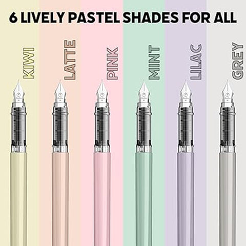 Scrikss Primeo Medium Nib Fountain Pen | 3 Cartridges Included | Stainless Steel Nib & ABS Body | Pink | in Blister Pack