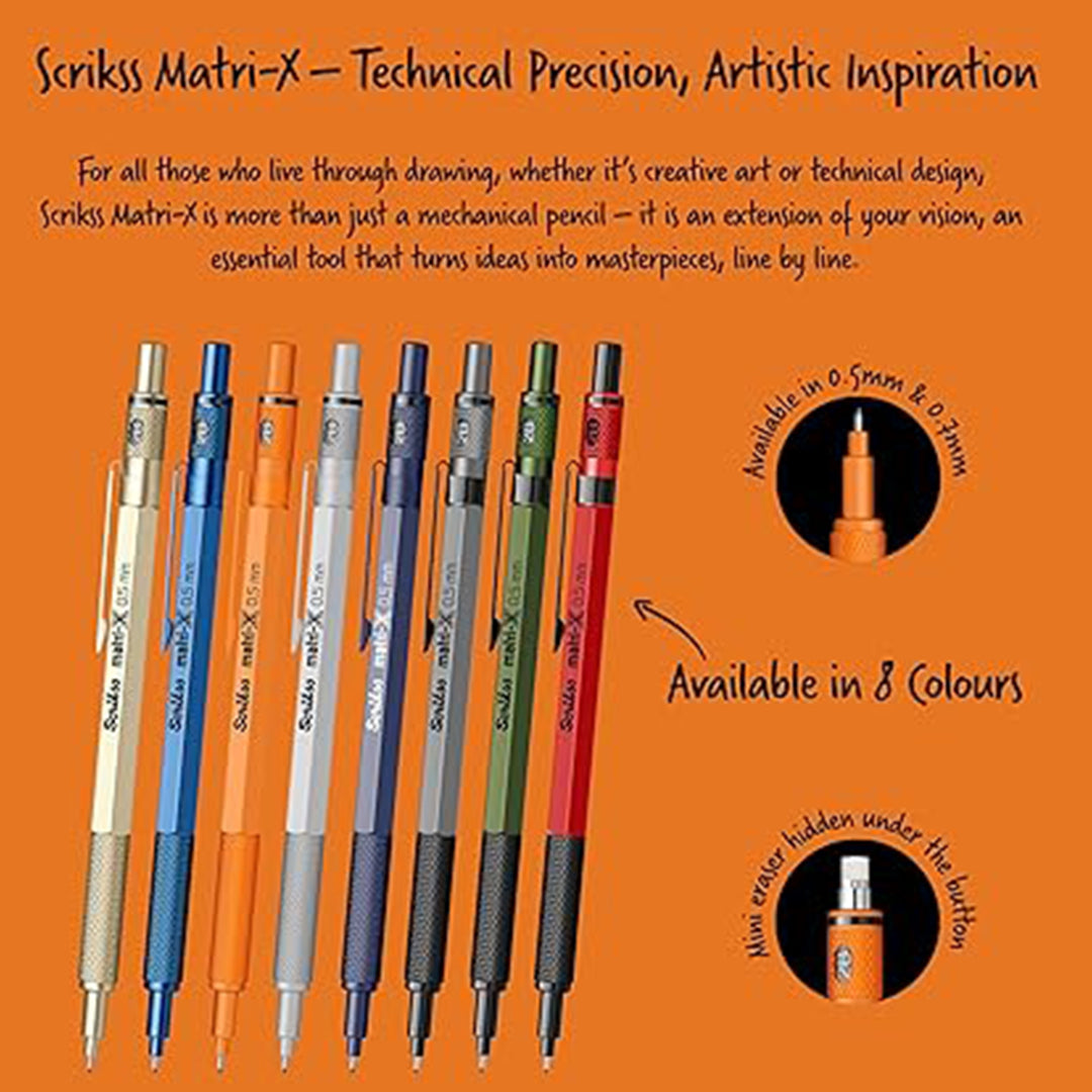 Scrikss | Matri-X | Mechanical Pencil | Orange-0.5mm