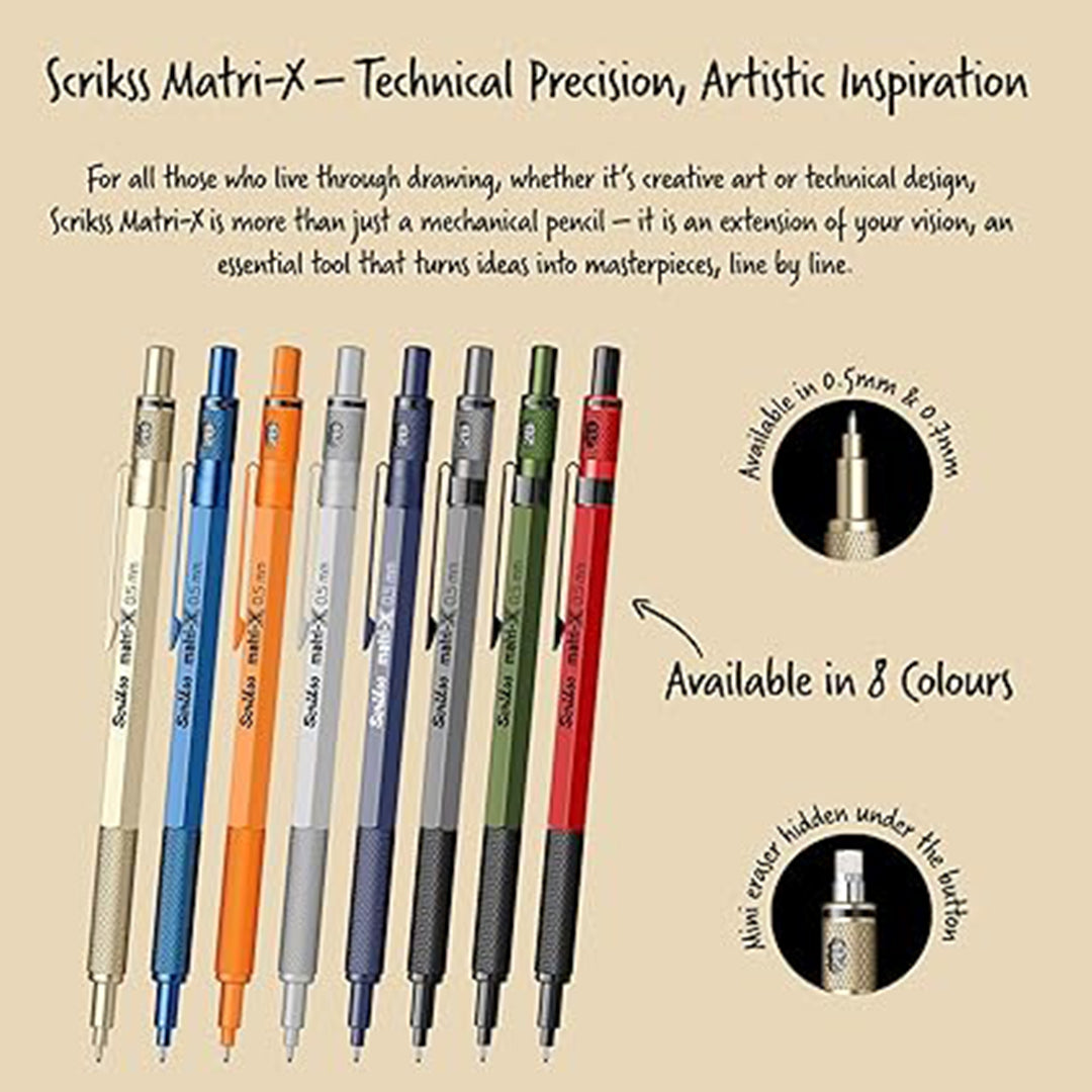 Scrikss | Matri-X | Mechanical Pencil | Gold-0.5mm