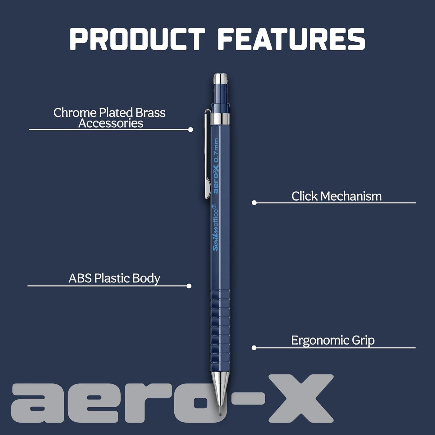 Scrikss | Aero-X | Mechanical Pencil | 0.7mm | Dark Blue