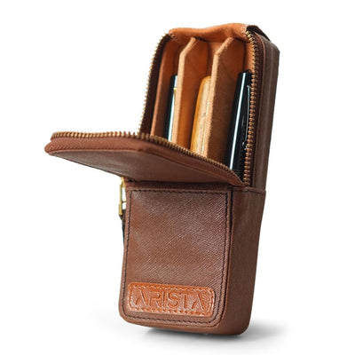 Arista | Leatherette | Pen Case For 3 Pens | Brown