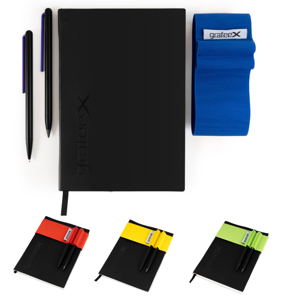 Pininfarina Grafeex Writing Pencil & Ballpoint Set with Stone Paper Notebook – Blue