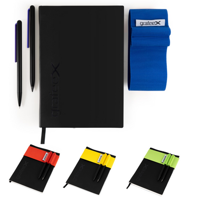 Pininfarina Grafeex Writing Pencil & Ballpoint Set with Stone Paper Notebook – Blue