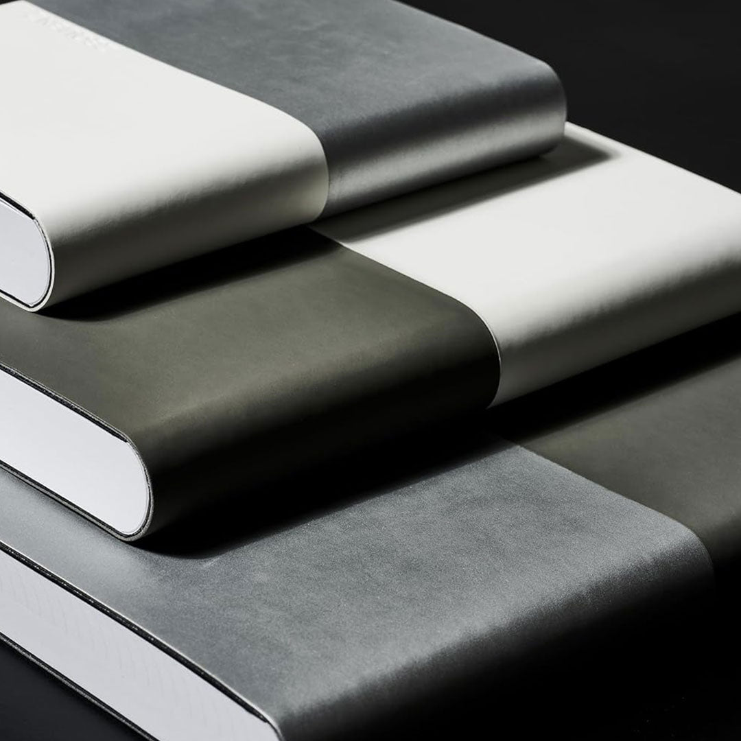 Zequenz A5 & A6 Size Notebook Set Pack of 2 Squared & Blank Acid Free Paper 400 Pages Each Book 70GSM 360 Degree Flexibility 100% Handmade Basic Plus Series Silver Grey Book