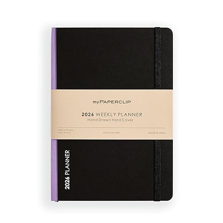 myPAPERCLIP 2026 Weekly Planner | A5 Size | Hard Cover | 192 Pages, 80 GSM | Lilac
