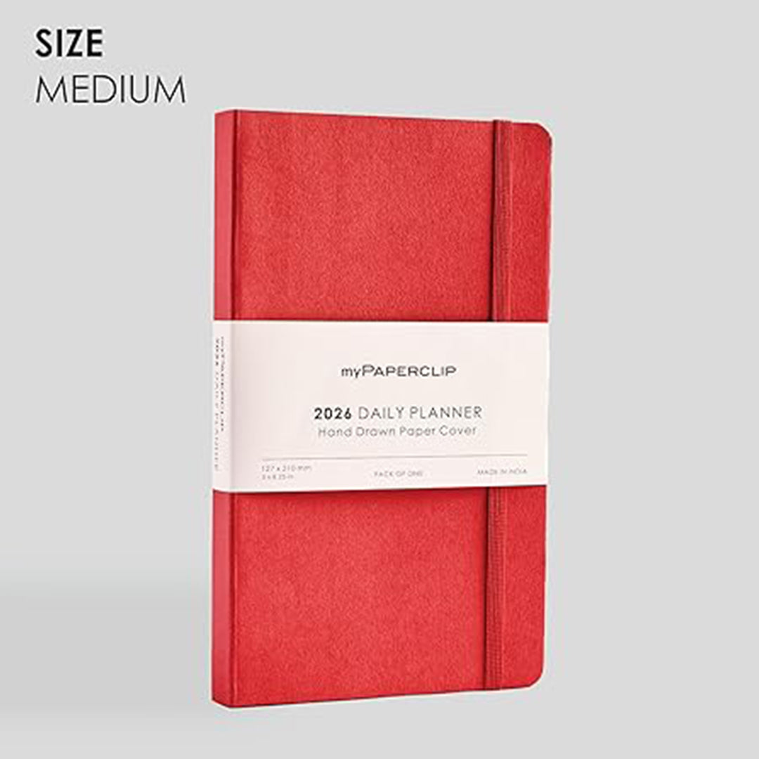 myPAPERCLIP 2026 Daily Planner M1| Medium Size | Ruby |Soft Cover | 384 Pages, 80 GSM | Ruby