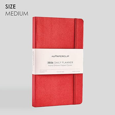 myPAPERCLIP 2026 Daily Planner M1| Medium Size | Ruby |Soft Cover | 384 Pages, 80 GSM | Ruby