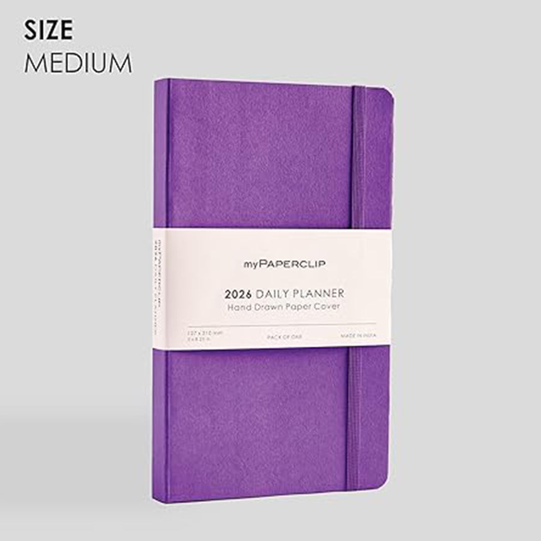 myPAPERCLIP 2026 Daily Planner M1 | Medium Size | AmethystSoft Cover | 384 Pages, 80 GSM | Amethyst
