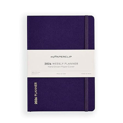 myPAPERCLIP 2026 Weekly Planner | A5 Size | Soft Cover | 192 Pages, 80 GSM | Aubergine