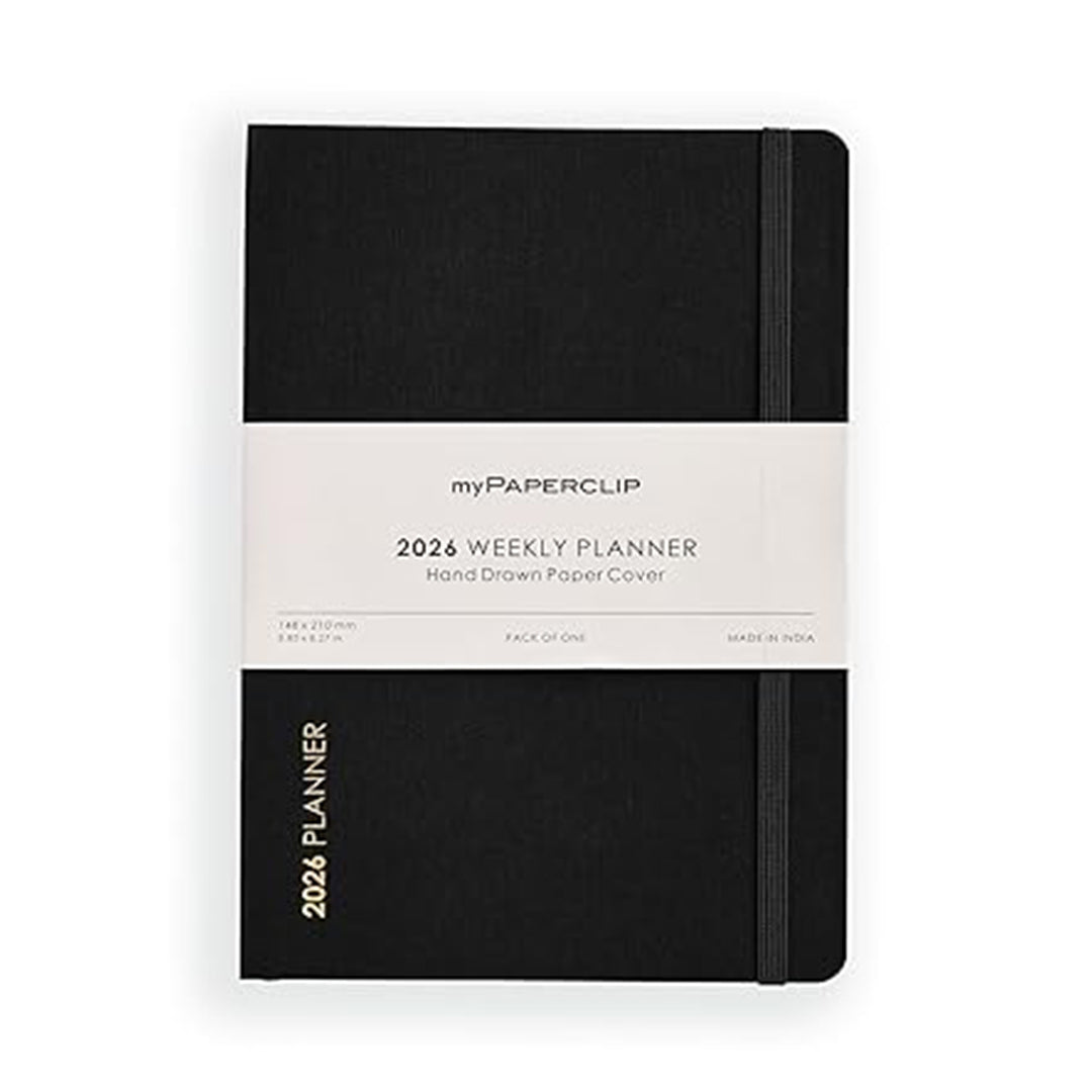 myPAPERCLIP 2026 Weekly Planner | A5 Size | Soft Cover | 192 Pages, 80 GSM | Black