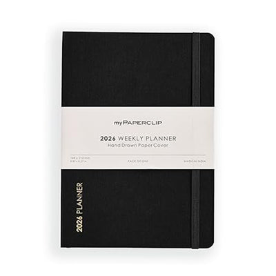 myPAPERCLIP 2026 Weekly Planner | A5 Size | Soft Cover | 192 Pages, 80 GSM | Black