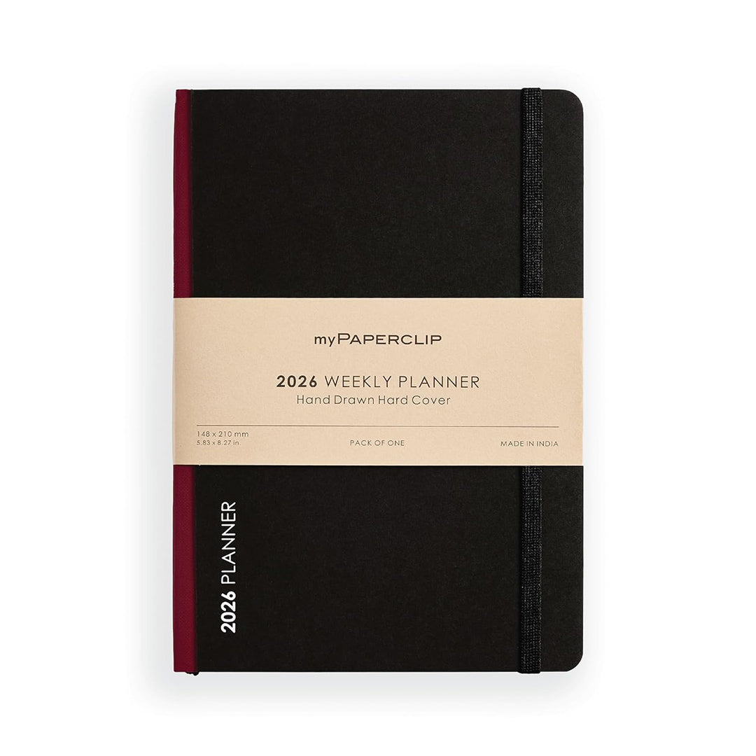 myPAPERCLIP 2026 Weekly Planner | A5 Size | Hard Cover | 192 Pages, 80 GSM | Claret