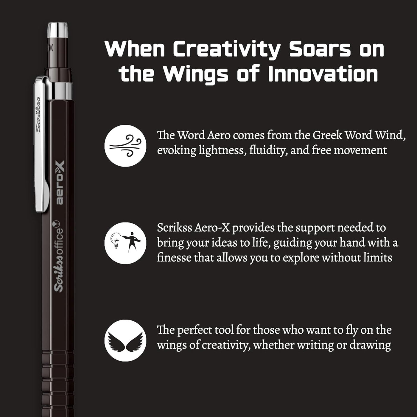 Scrikss | Aero-X | Mechanical Pencil | 0.7mm | Black