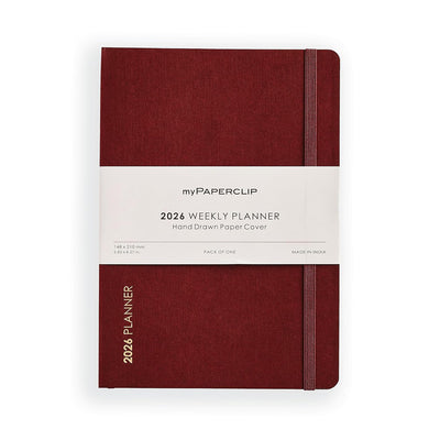 myPAPERCLIP 2026 Weekly Planner | A5 Size | Soft Cover | 192 Pages, 80 GSM | Claret