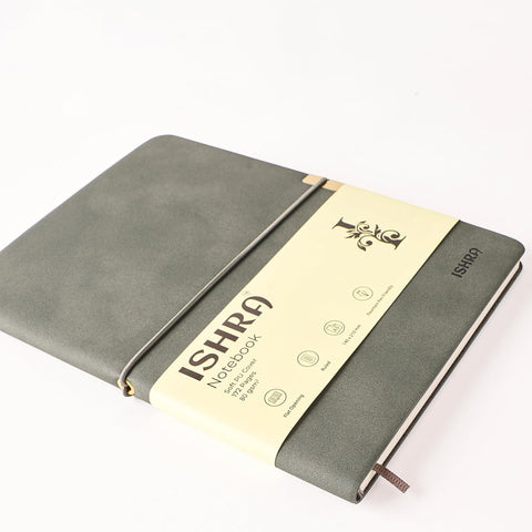 ISHRA A5 Size Ruled Notebook | Ideal Note Book Journal Diary for Work Office Writing Journaling Note Taking Travel | Grey Soft Cover| 172 Pages | 80gsm | Fountain Pen Friendly Paper