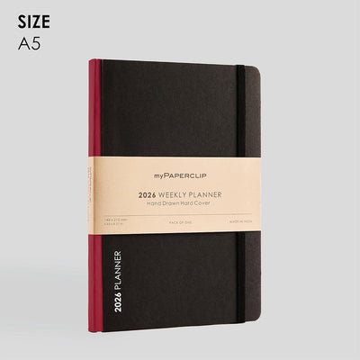 myPAPERCLIP 2026 Weekly Planner | A5 Size | Hard Cover | 192 Pages, 80 GSM | Claret