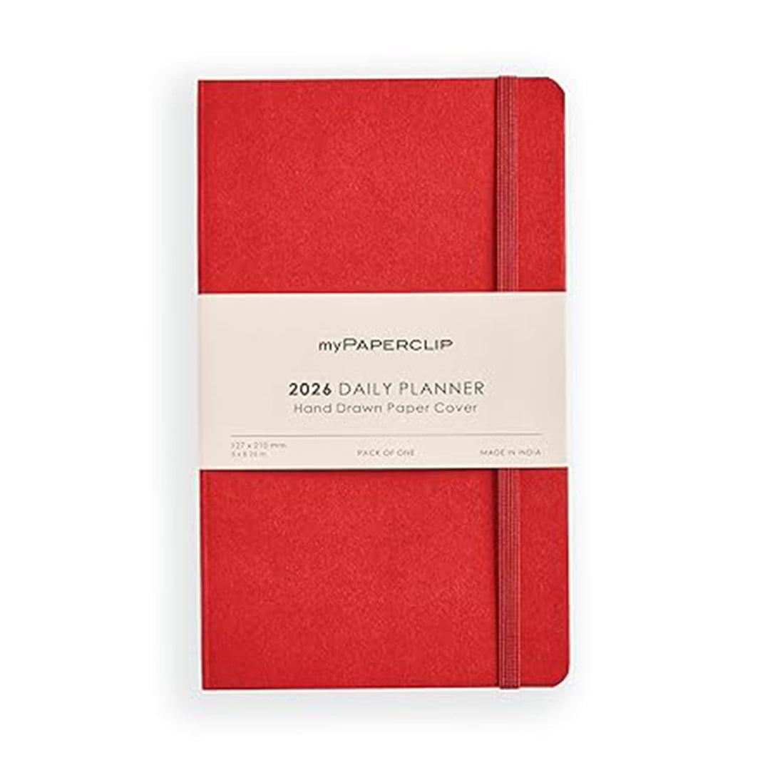 myPAPERCLIP 2026 Daily Planner M1| Medium Size | Ruby |Soft Cover | 384 Pages, 80 GSM | Ruby