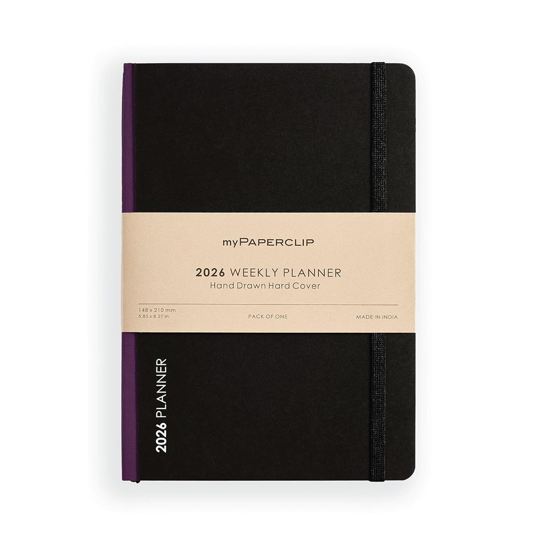 myPAPERCLIP 2026 Weekly Planner | A5 Size | Hard Cover | 192 Pages, 80 GSM | Plum