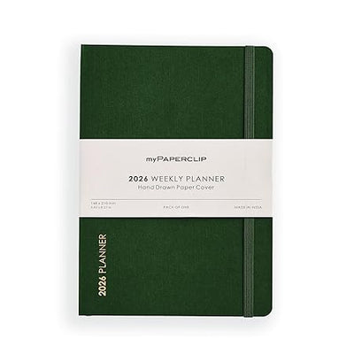 myPAPERCLIP 2026 Weekly Planner | A5 Size | Soft Cover | 192 Pages, 80 GSM | Green