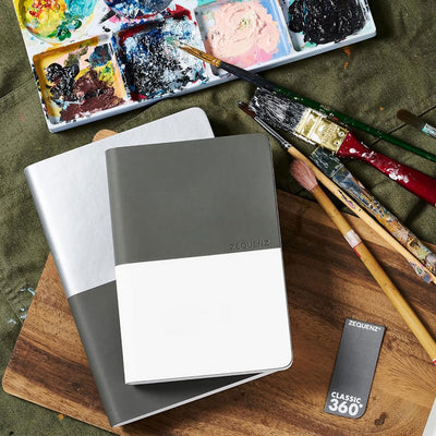 Zequenz A5 & A6 Size Notebook Set Pack of 2 Squared & Blank Acid Free Paper 400 Pages Each Book 70GSM 360 Degree Flexibility 100% Handmade Basic Plus Series Silver Grey Book