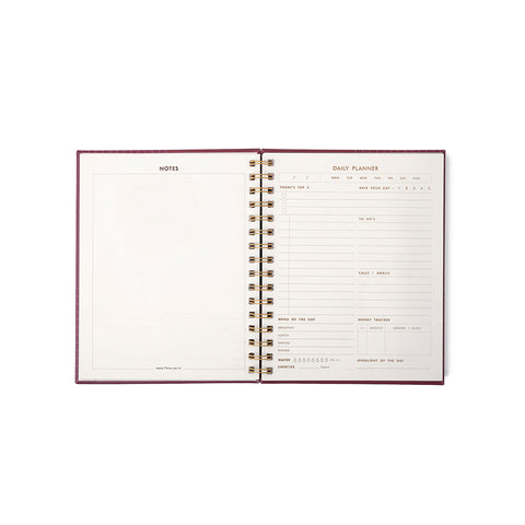 7mm Between the Lines | Daily Undated Planner Notebook | Burgundy Boss | 150 Pages