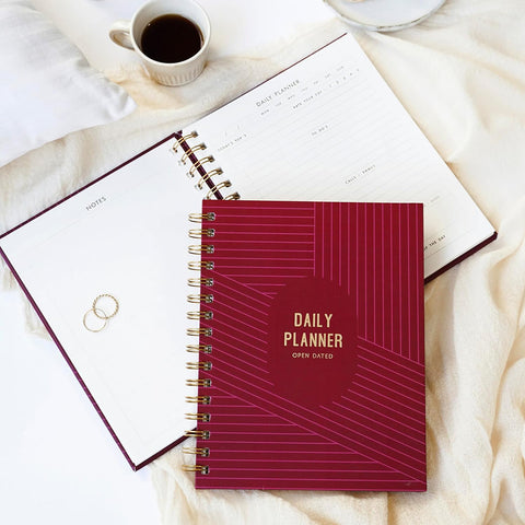 7mm Between the Lines | Daily Undated Planner Notebook | Burgundy Boss | 150 Pages