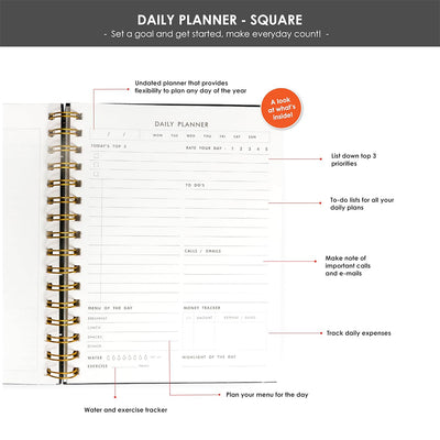 7mm Between the Lines | Daily Undated Planner Notebook |Squares | 150 Pages