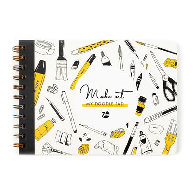 7mm Between the Lines | Doodle Pad | Spiral Art Journal | Sketch Pad | Mustard | Pack of 2