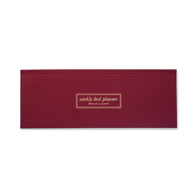 7mm Between the Lines | Undated Weekly Desk Planner | Burgundy | Printed Hardbound Notepad | 60 Leaves