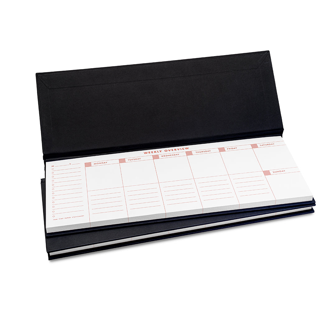 7mm Between the Lines | Undated Weekly Desk Planner | Charcoal | Printed Hardbound Notepad | 60 Leaves