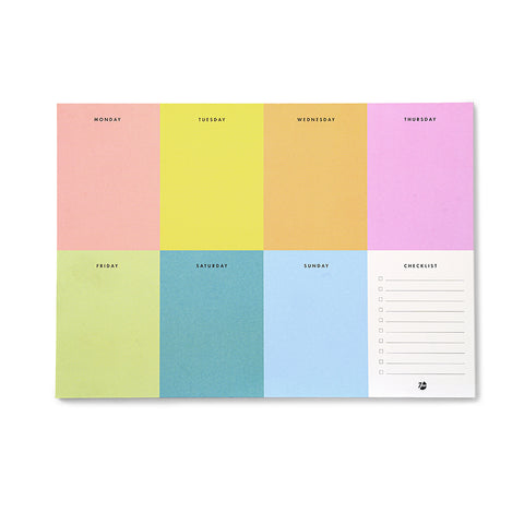 7mm Between the Lines | Undated | Weekly Deskpad Colourblock Notepad | 60 Leaves