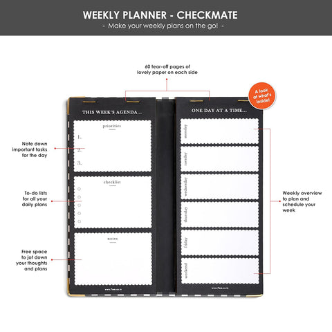 7mm Between the Lines | Weekly Planner | Checkmate | Printed Hardbound Notepad | 120 Leaves