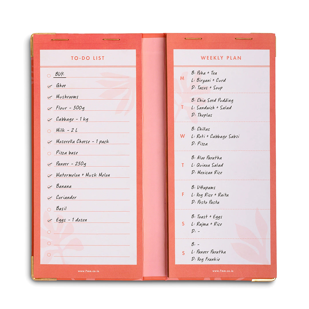 7mm Between the Lines | Weekly Planner | Coral Rush | Printed Hardbound Notepad | 120 Leaves