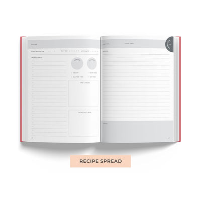 7mm Recipe Journal | Love at First Bite | A5 Size | Hardbound and Laminated | Pink