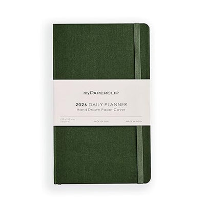 myPAPERCLIP 2026 Daily Planner M1 | Medium Size | Green | Soft Cover | 384 Pages, 80 GSM | Green