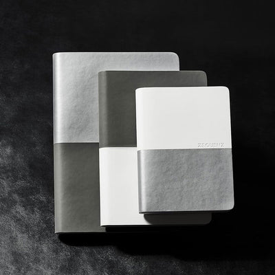 Zequenz A5 & A6 Size Notebook Set Pack of 2 Squared & Blank Acid Free Paper 400 Pages Each Book 70GSM 360 Degree Flexibility 100% Handmade Basic Plus Series Silver Grey Book