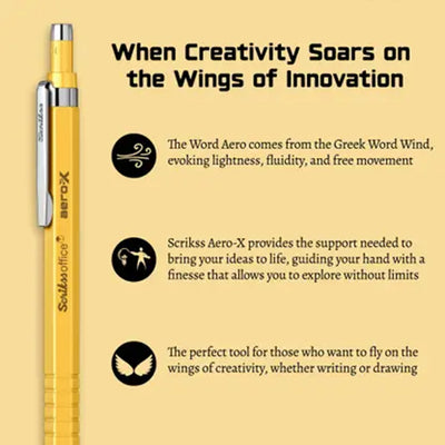 Scrikss | Aero-X | Mechanical Pencil | 0.7mm | Yellow