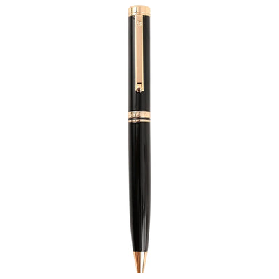 Arista | Ballpoint Pen | Black With Gold Trim | With Gold Chrome Table Clock