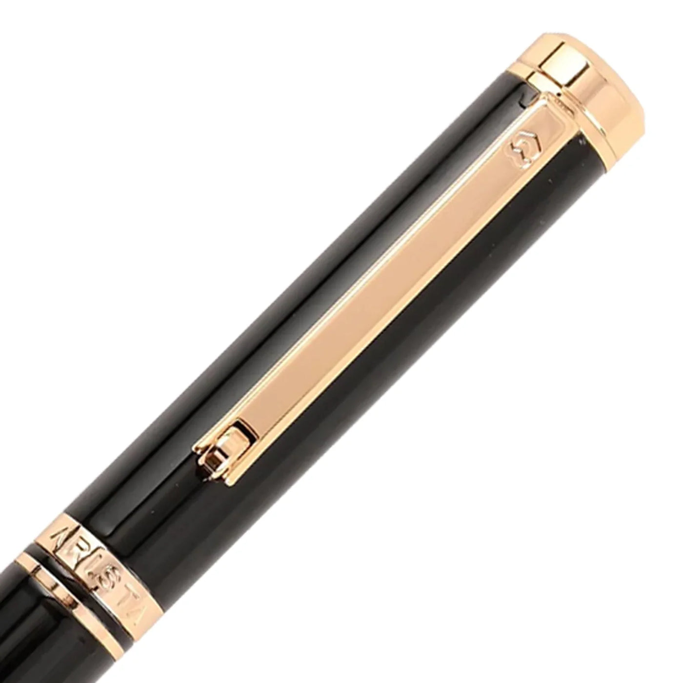 Arista | Ballpoint Pen | Black With Gold Trim | With Gold Chrome Table Clock