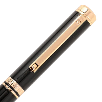 Arista | Ballpoint Pen | Black With Gold Trim | With Gold Chrome Table Clock