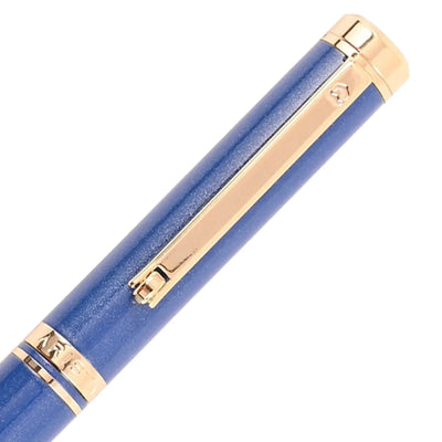 Arista | Ballpoint Pen | Sapphire Blue With Gold Trim | With Gold Table Clock