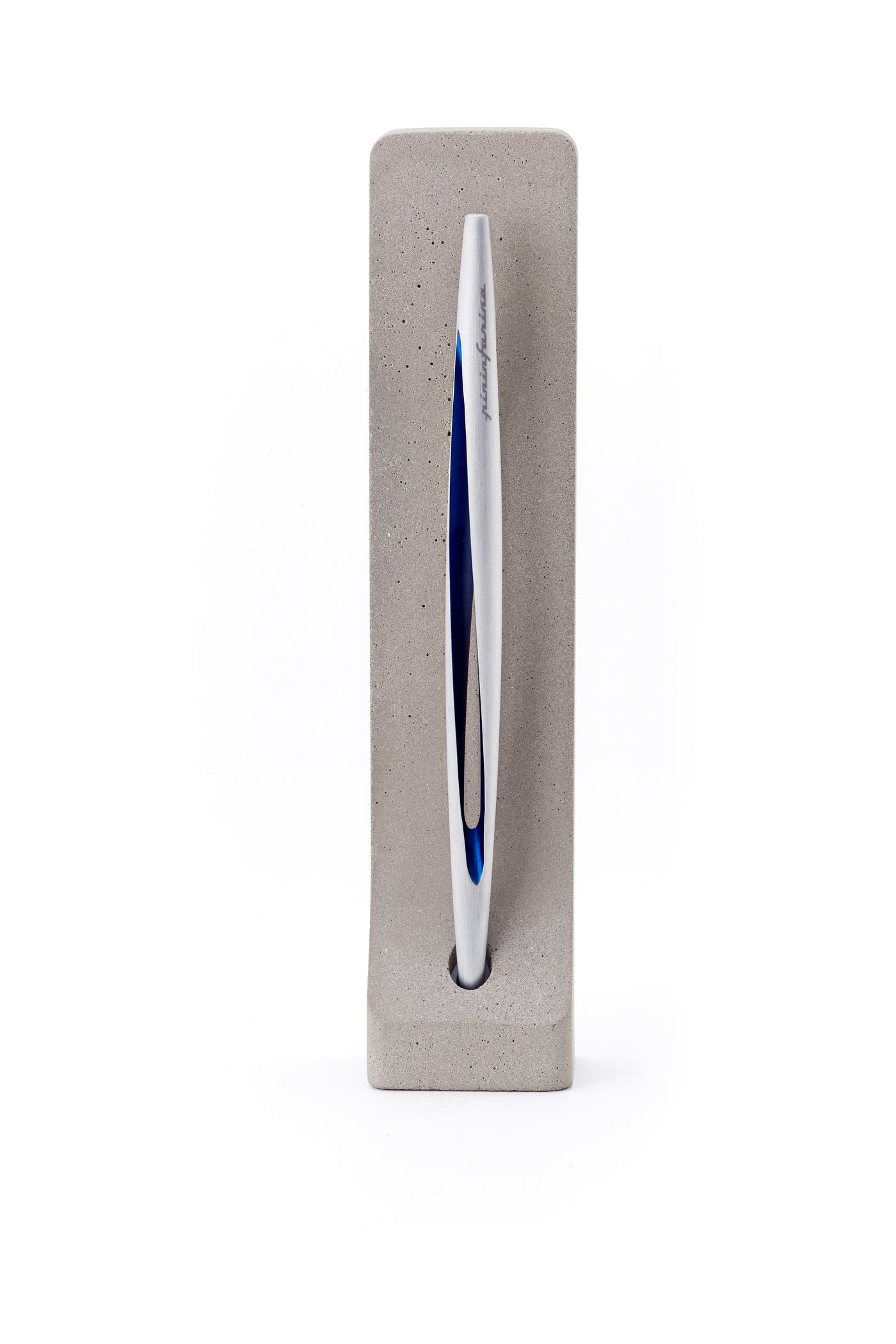 Pininfarina | Aero Blue Pencil | Ethergraf® metal alloy tip  | Raw Concrete Desk Stand