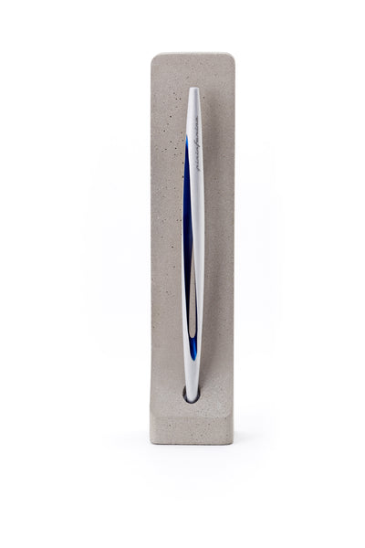 Pininfarina | Aero Blue Pencil | Ethergraf® metal alloy tip  | Raw Concrete Desk Stand