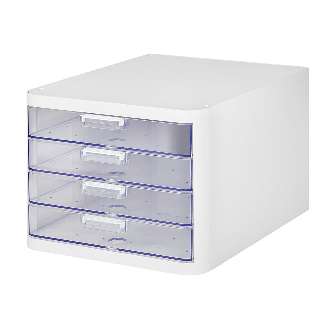 Litem | Clear Multi Cabinet | 4 Drawers | White