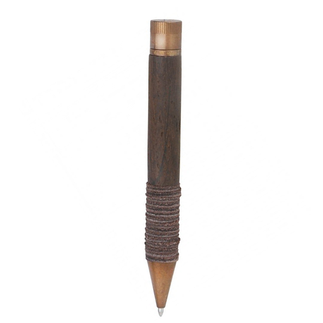 E+M Melange - Black Oak Vintage Fine Wood Pen With Leather Rings