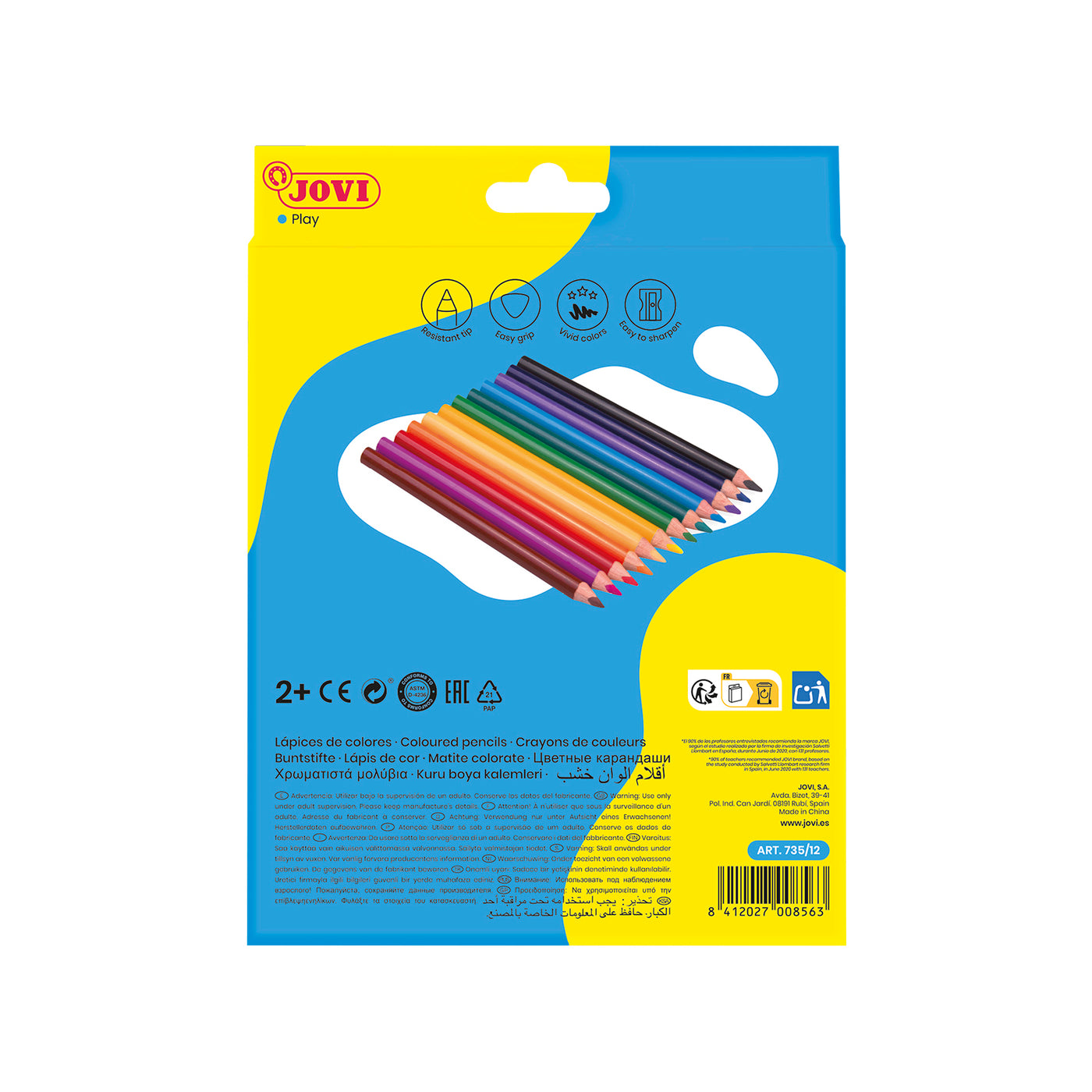 Jovi Maxi Coloured Wooden Pencils Case 12 Pencils